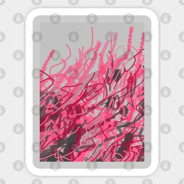 Pink Grass abstract art Sticker by jen28